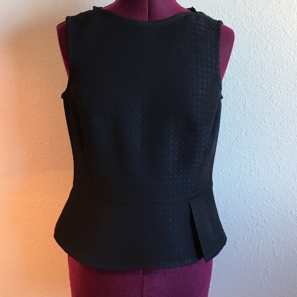Anne Klein Black Quilted Peplum Sleeveless Top