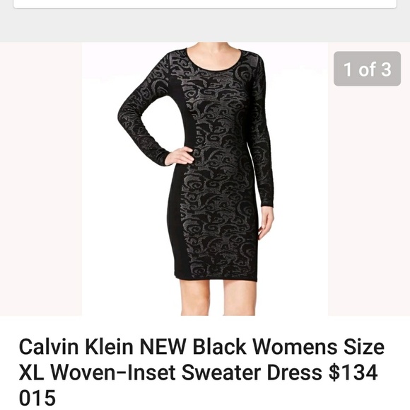 NWT HOT Calvin Klein Woven Sweater Dress RETAIL $134 - Picture 2 of 7