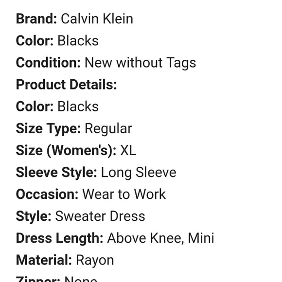 NWT HOT Calvin Klein Woven Sweater Dress RETAIL $134 - Picture 3 of 7