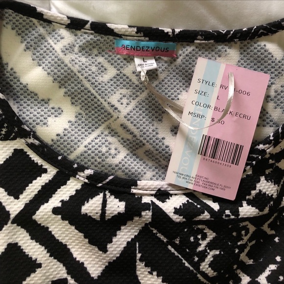 Rendezvous midi Dress black&white Aztec large - Picture 4 of 4