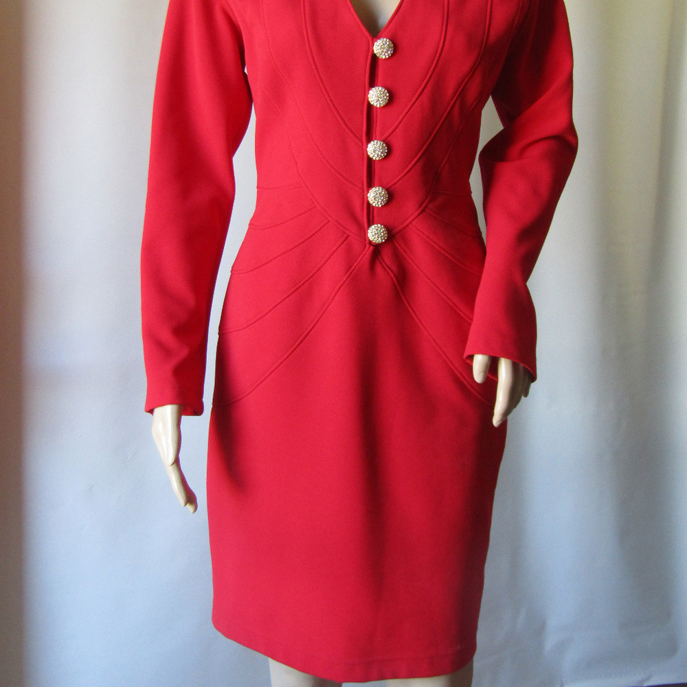 Vintage "Flora Ashley" Evening Red Dress - Picture 2 of 5