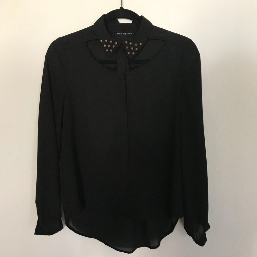 Foreign Exchange flowy button up with studs