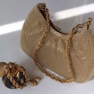 NWT GOLD BUBBLE MESH WHITING & DAVIS EVENING BAG