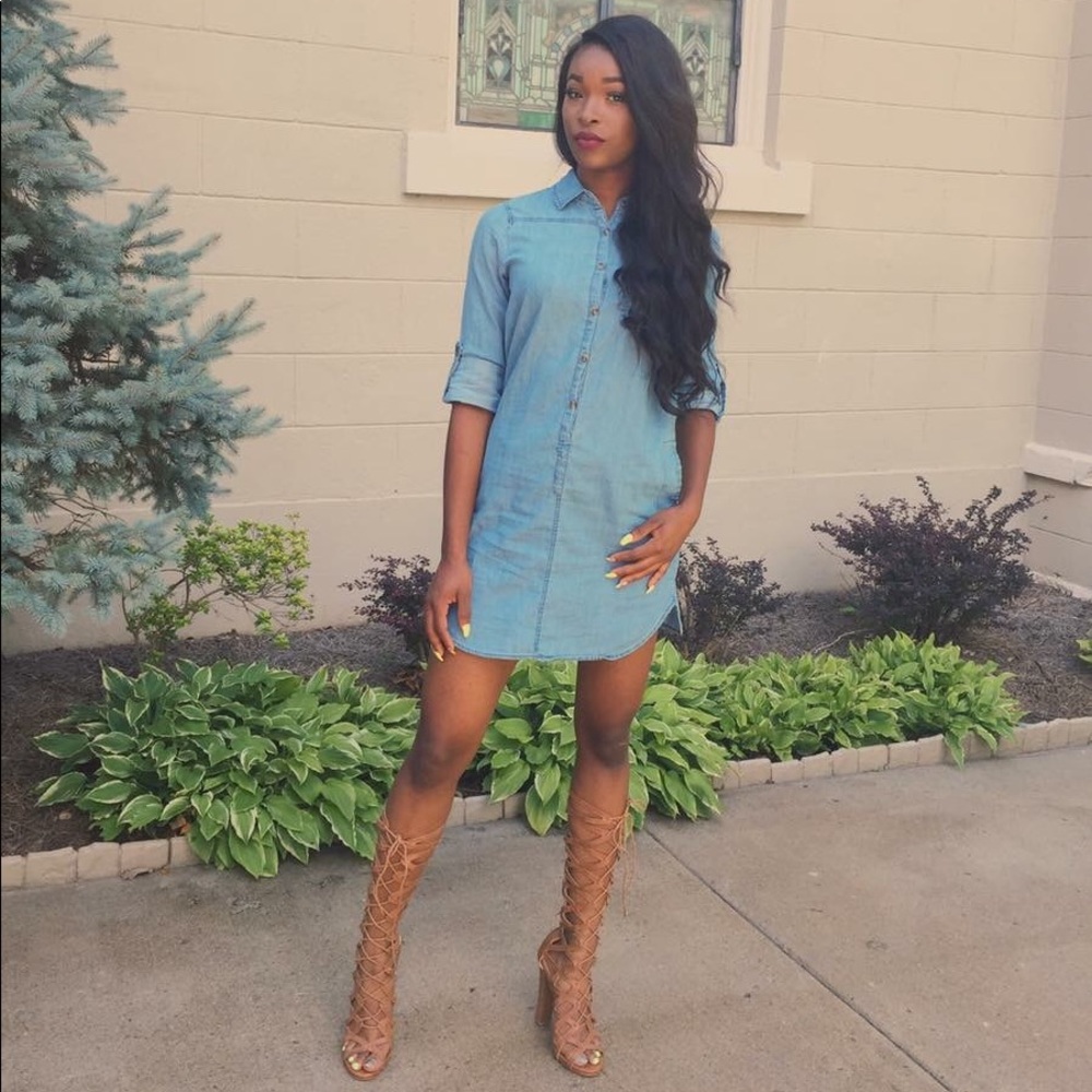 Denim button up dress