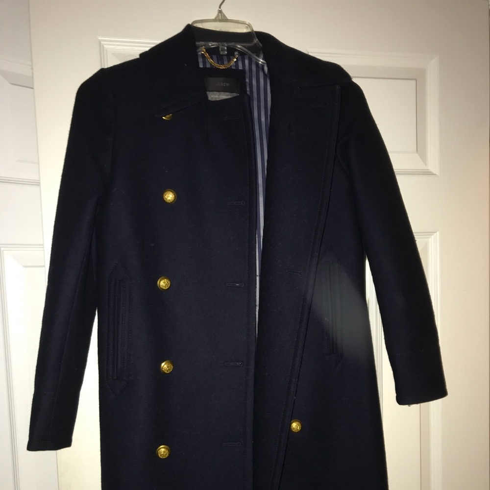 Jcrew navy long pea coat