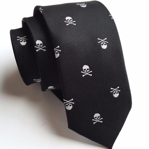 ONE LEFT! Skull Jacquard Necktie - Picture 4 of 5