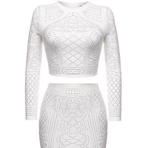 White rhinestone 2 piece dress