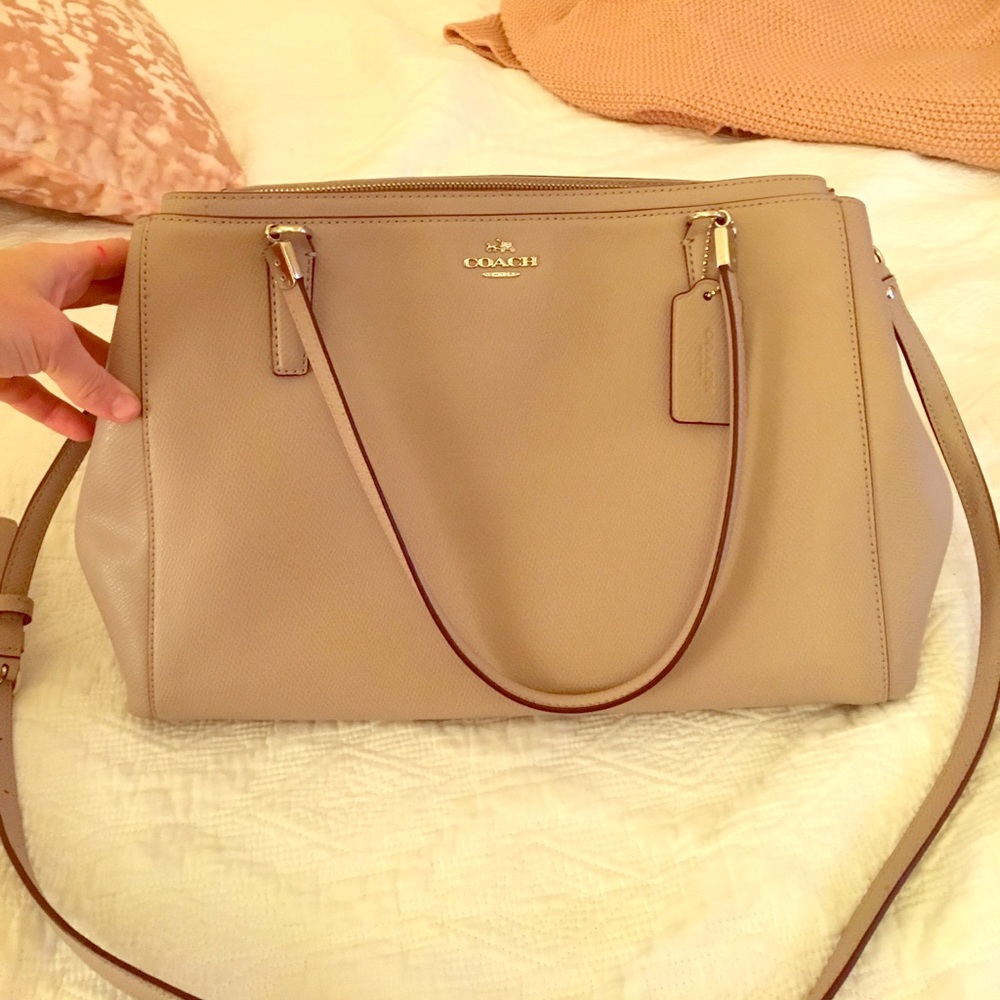 Coach taupe leather satchel!!