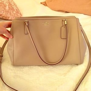 Coach taupe leather satchel!!
