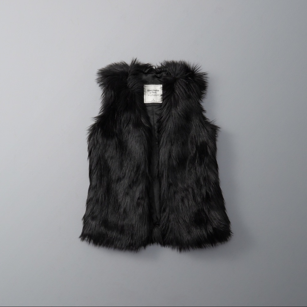 Black Fur Vest A&F never worn still has tag on it.