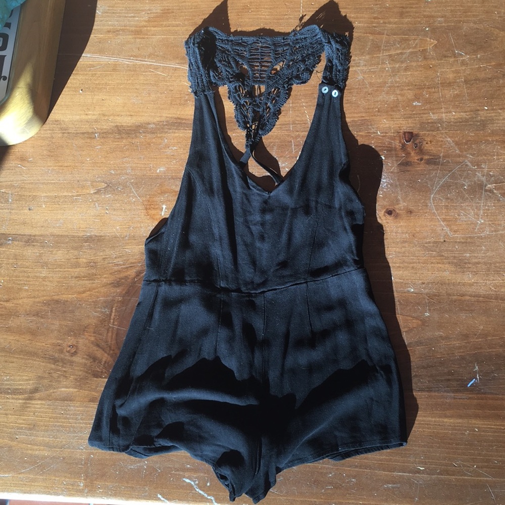 Black Romper with Lace Back size Small