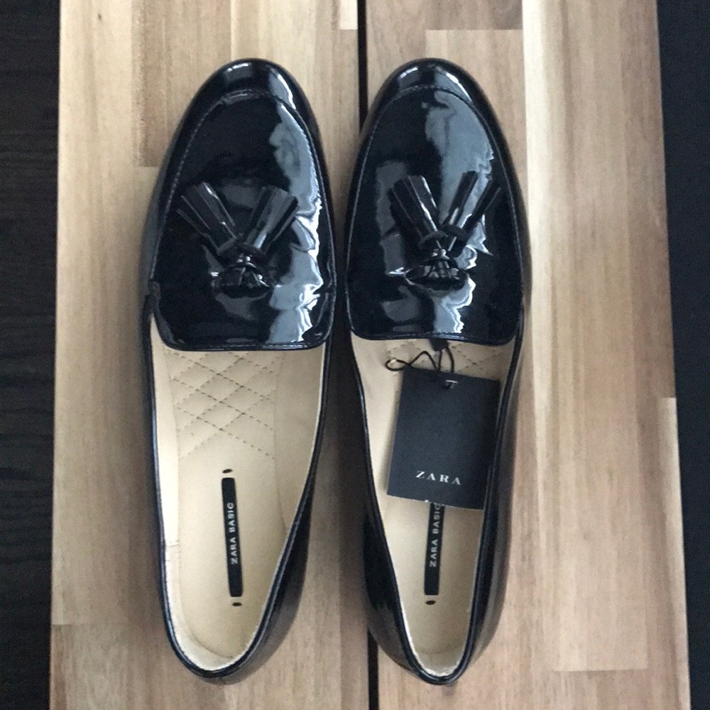 Black Patent Tassel Loafers
