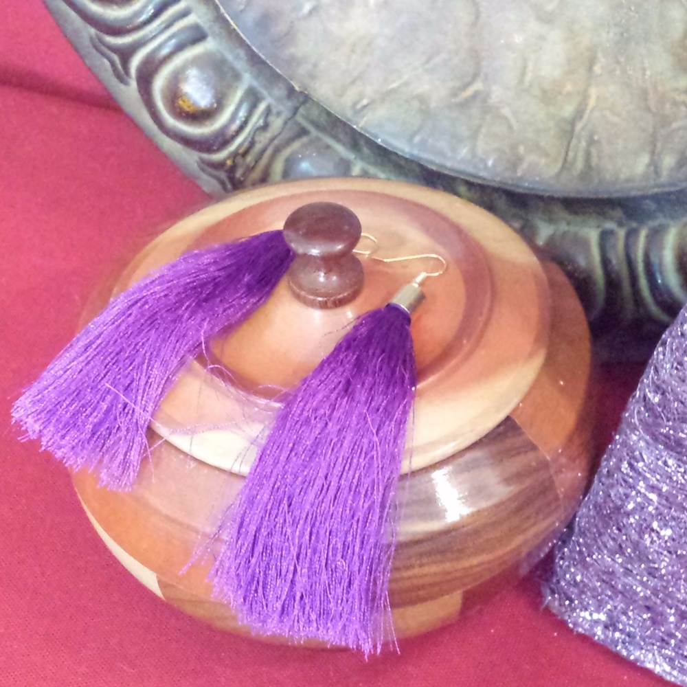 Bohemian Long Tassel Earrings Electric Purple