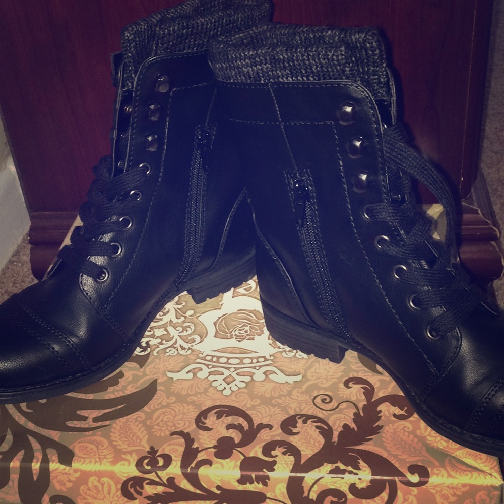 Black combat boots