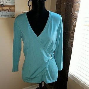 Renuar small aqua wrap style sweater