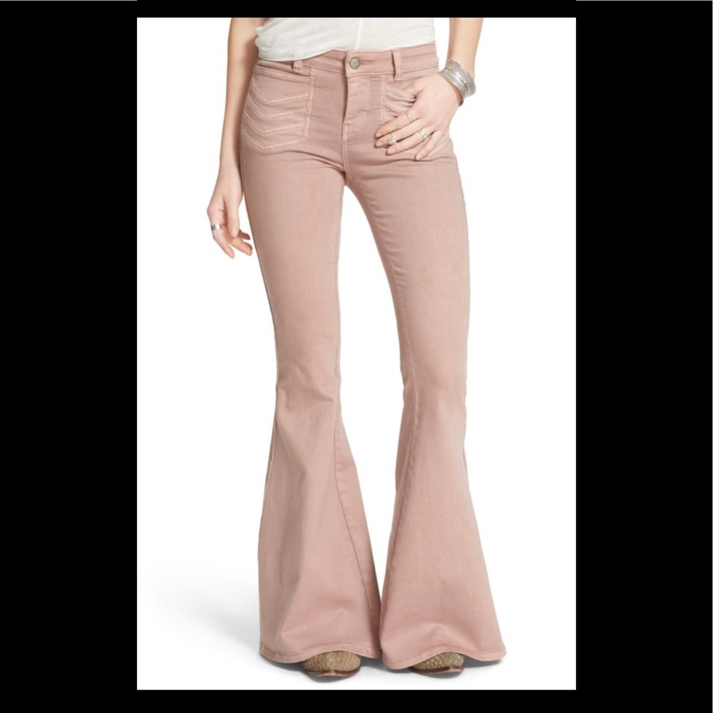 Free People mauve flare jeans.