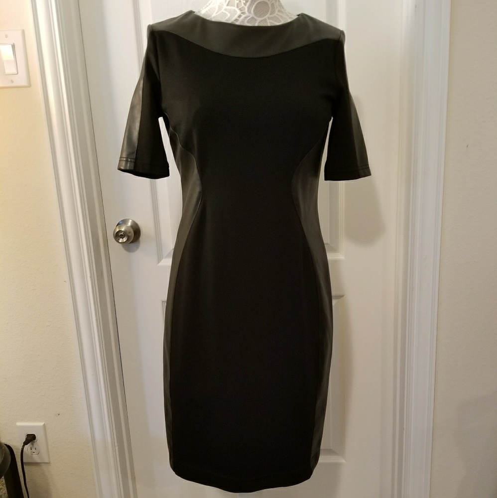 **SALE**NUE black  bodyshape leather dress