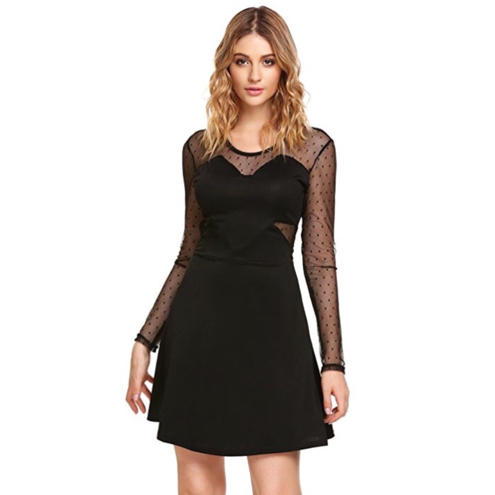 Mesh Sweetheart Little Black Dress