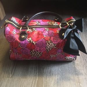Betsey Johnson Floral Leopard Satchel