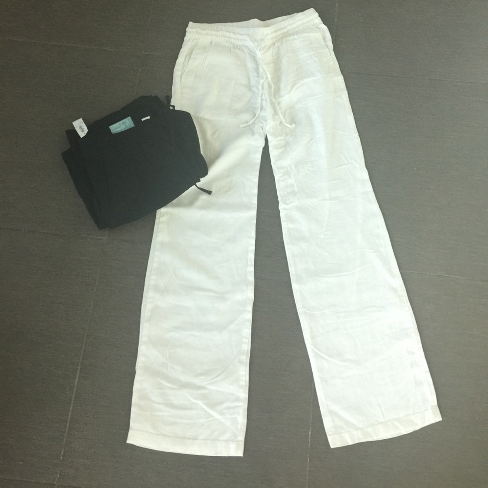 Wide leg linen pants bundle white and black