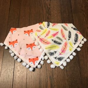 Baby Girl Pom Pom Bandana Bib Bundle