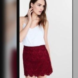 Burgundy Red Lace Express Mini Skirt