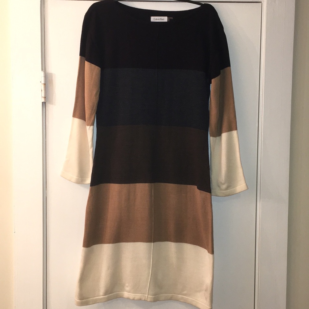 CALVIN KLEIN Color Block Sweater Dress