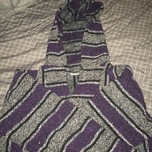 Purple and grey poncho