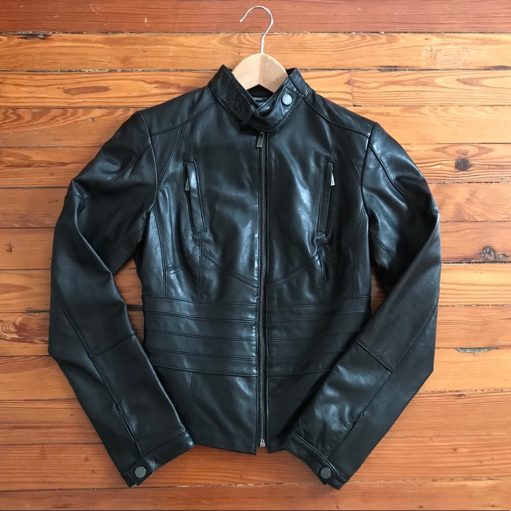 Calvin Klein Leather Bomber Jacket