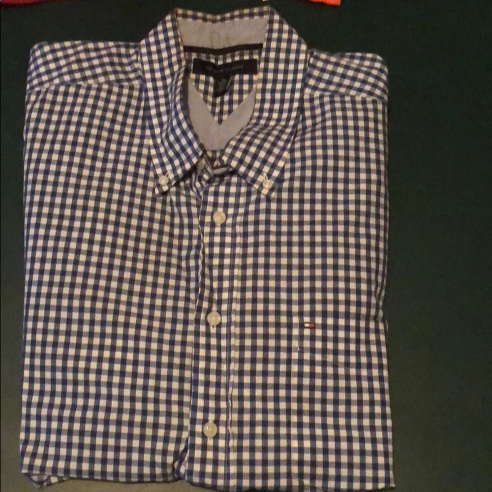 Blue and White Long Sleeve Checkerboard Shirt!!