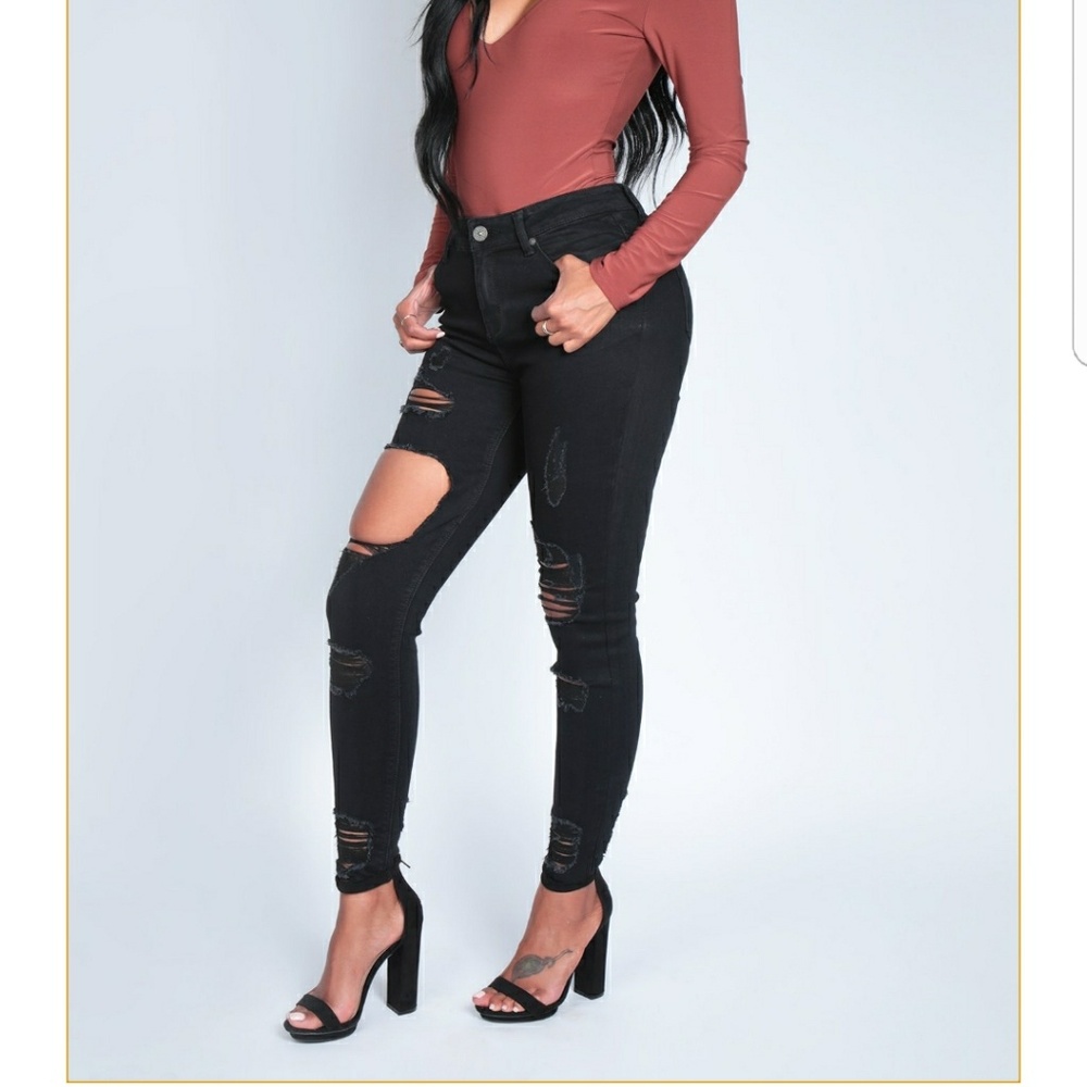 Black Denim High Rise Jeans