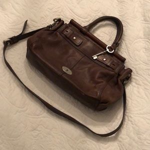 Large Leather Fossil Tote/Crossbody