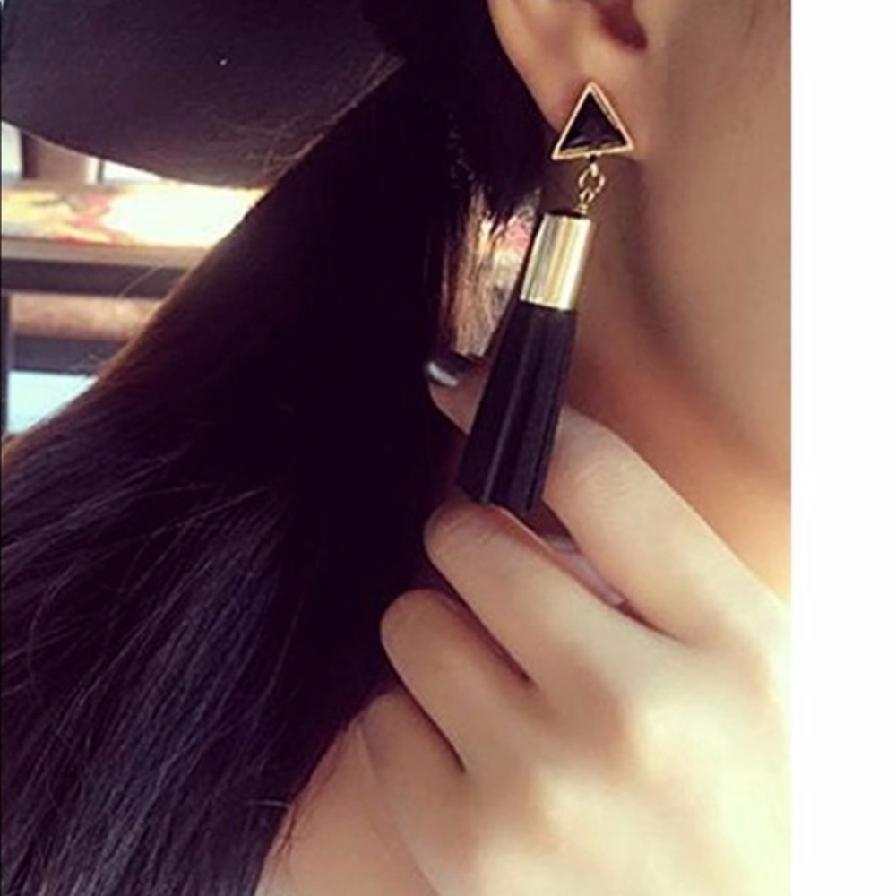 LAST PAIR! Boho Triangle & Tassel Earrings