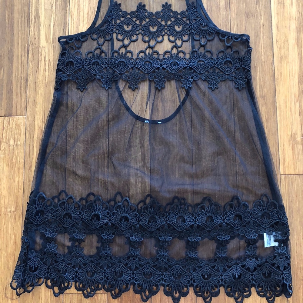 Black Mesh Shift Dress