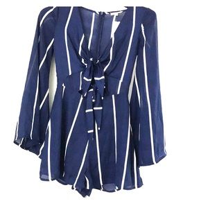 Blue and white stripped romper