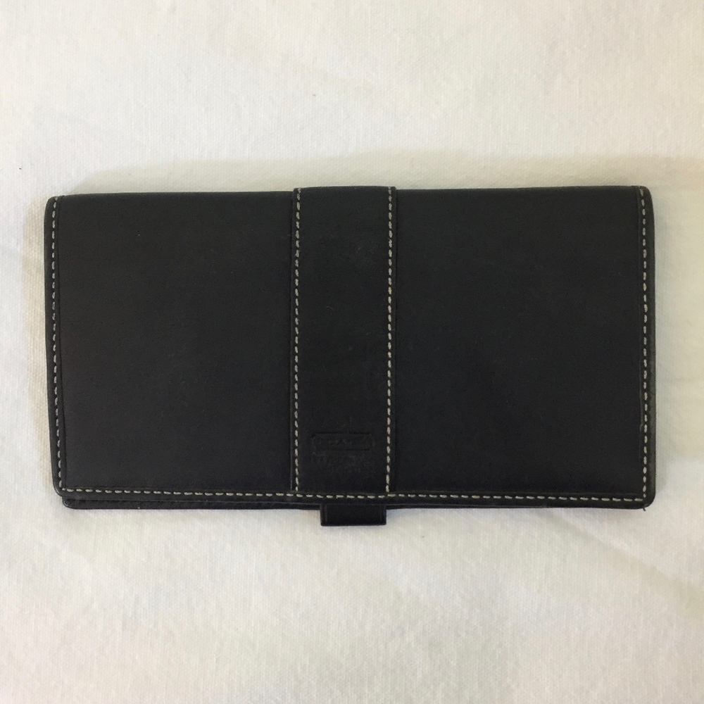 Coach Black Leather Checkbook Cover