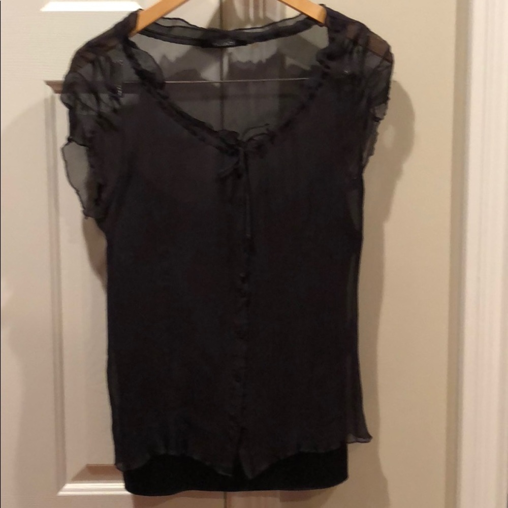 Tahari Sheer Black Top with black Camisole sz L