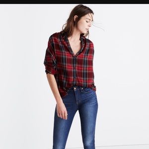 Madewell long sleeve shirt in tartan plaid