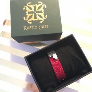 Rustic Cuff—Dallas Cuff size .5 in crimson/silver