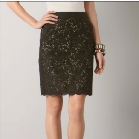 Loft Eyelet Pencil Skirt in Black and Nude - Picture 2 of 7