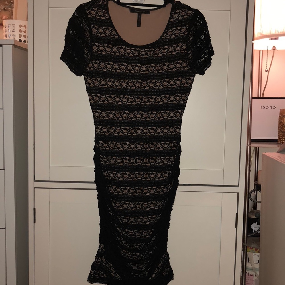 BCBG black and cream lace dress