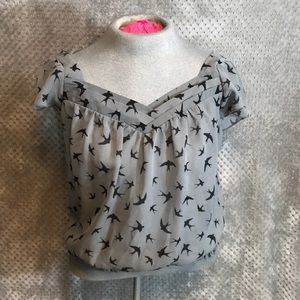 No boundaries black bird sheer blouse