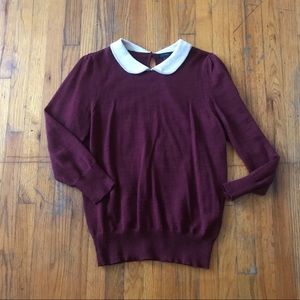 J. Crew Burgundy Peter Pan Collar Sweater Wool M