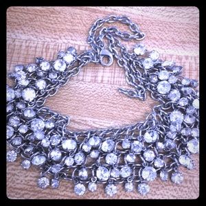 Fashion silver and diamond necklace