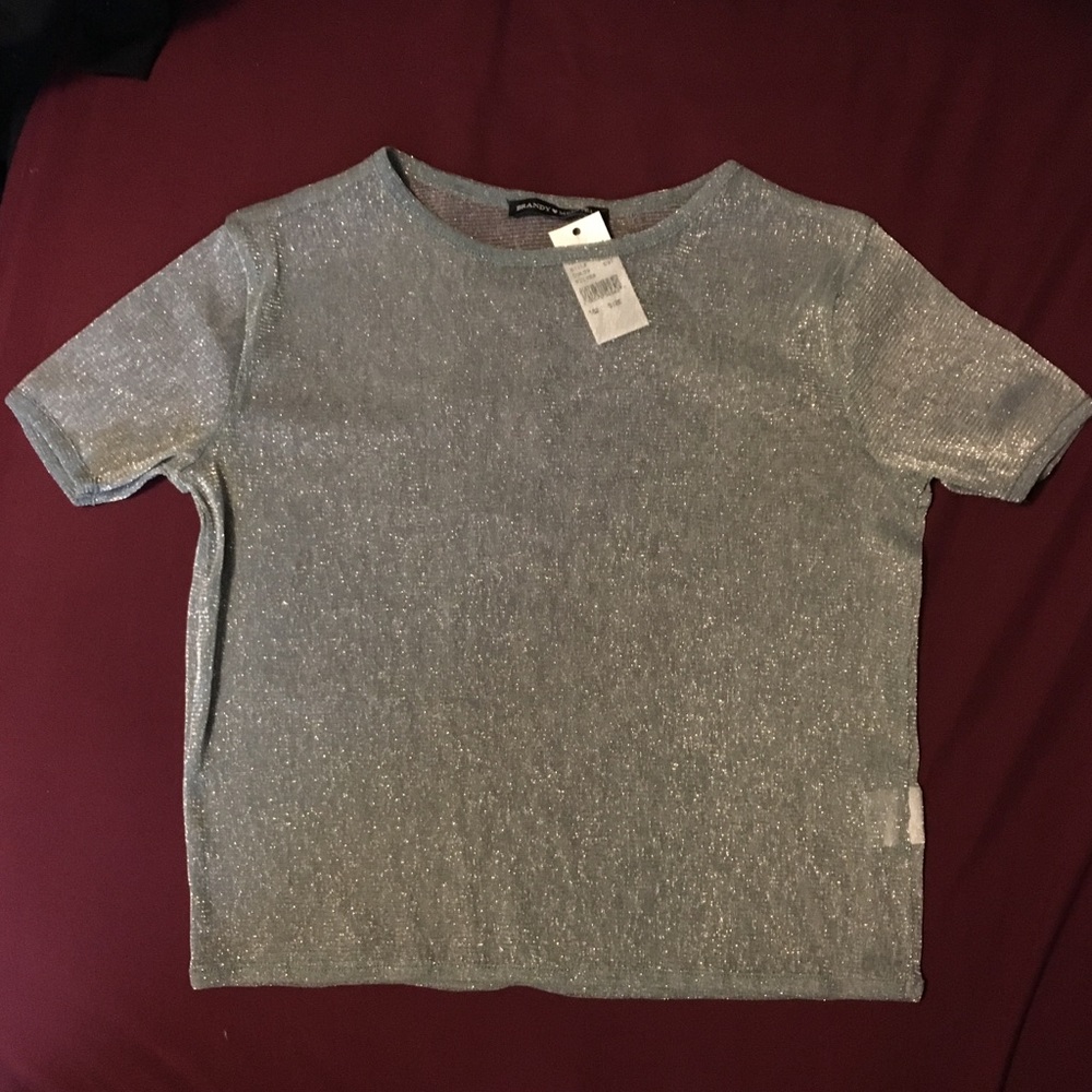 sheer mesh glitter tee