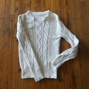J. Crew White Cableknit Fisherman’s Sweater M