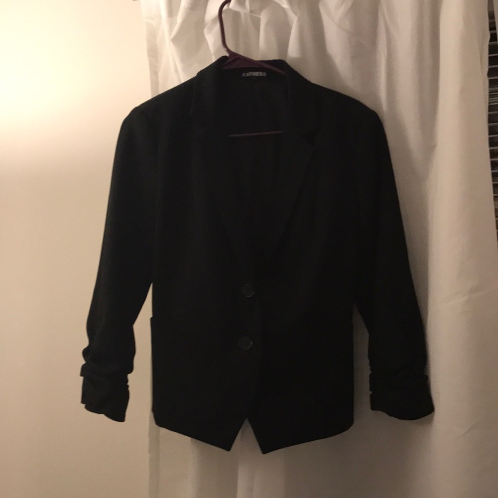 Express Black Blazer With Ruched Sleeves