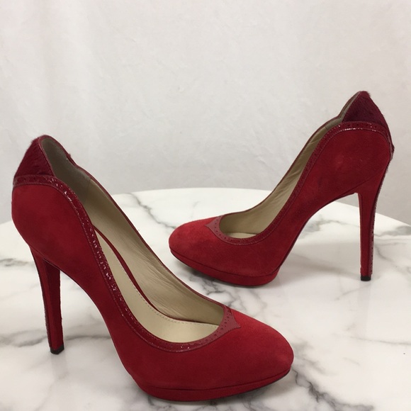Brian Atwood Red Pump W/ Fur