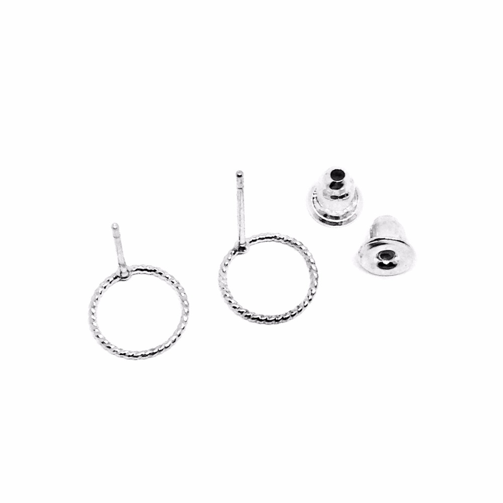 Earrings Circle Twist Studs Silver