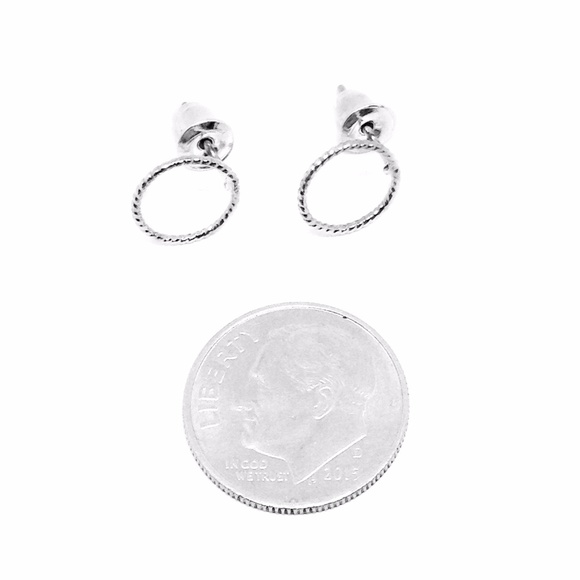 Earrings Circle Twist Studs Silver - Picture 3 of 4
